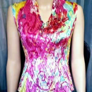 Nicola Silky Sleeveless Summer Stretchy V-Neck Top